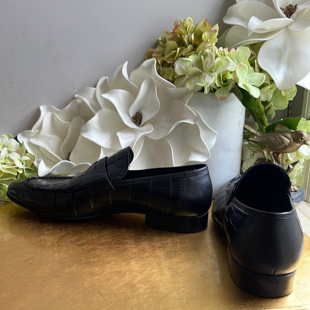 Roberto Serpentini Croc-Embossed Black Leather Loafers | Hardly Worn Once - Picture 3 of 16